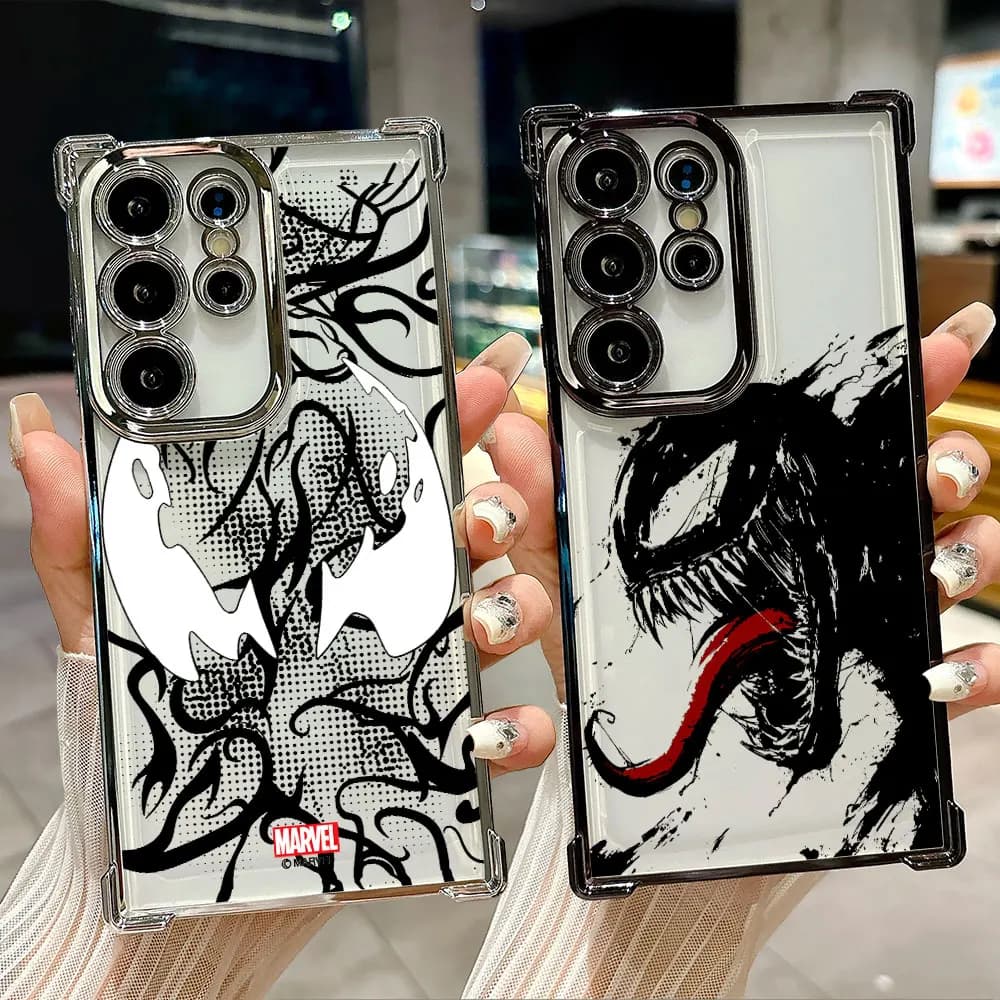 Marvel Venom Logo Case For Samsung Galaxy S26 S25 S26Ultra Edge S24 S23 S22 Plus S21 Ultra FE Soft Shockproof Phone Back Cover