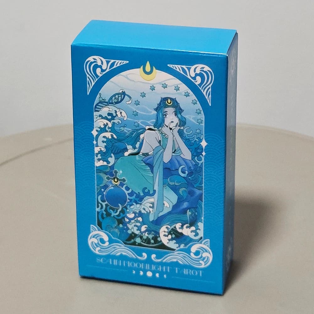 Sea in Moonlight Tarot Deck, 78 Card Rider Waite Tarot Underwater Mermaid Sea Art Tarot Cards 10.3*6cm, Blue Aesthetic Deck