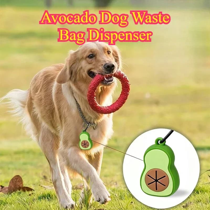Dispenser per Sacchetti per Escrementi di Cane a Forma di Avocado, Porta Sacchetti in Silicone con Clip per Guinzaglio, Raccoglitore Portatile per Rifiuti di Animali Domestici, Accessorio Essenziale per Passeggiate con il Cane