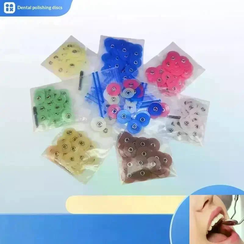 40 Dischi Lucidanti Dentali 12mm 14mm, Dischi per Finitura Compositi Colorati, Mandrino per Contornatura, Consumabili Dentali per Sbiancamento Denti