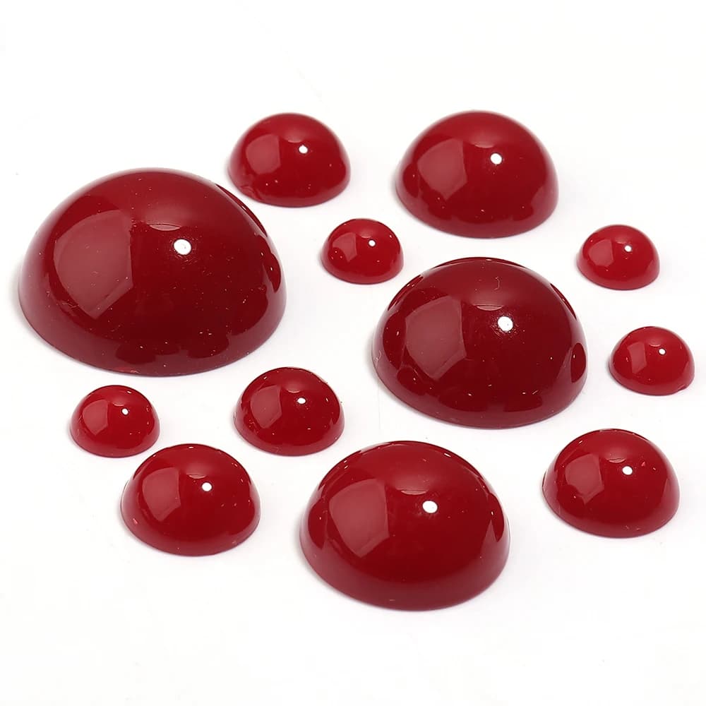 Perle Semicircolari Imitazione Perla Beige e Rossa 10/12/14/16/18mm, Perle Piatte Adesive per Fermagli per Capelli, Accessori per Gioielli Fai-da-Te