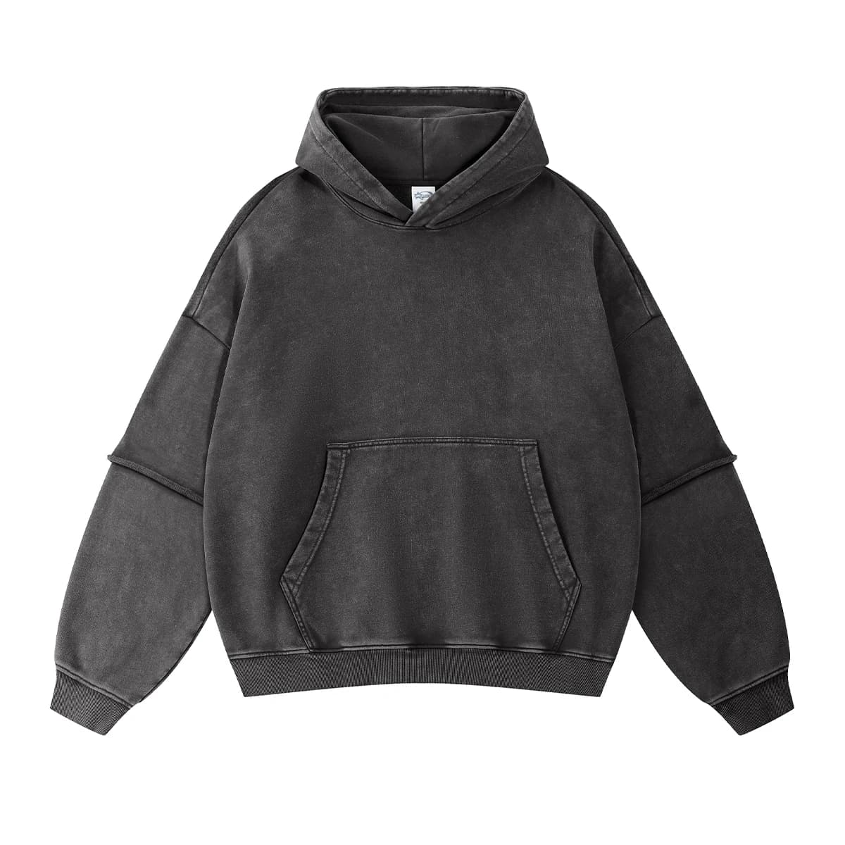2025 Autunno/Inverno Nuovo Falso in Due Pezzi Lavato Felpe con Cappuccio Acido Personalizzato Bordo Allentato Manica Felpe con Cappuccio per Le Donne Degli Uomini