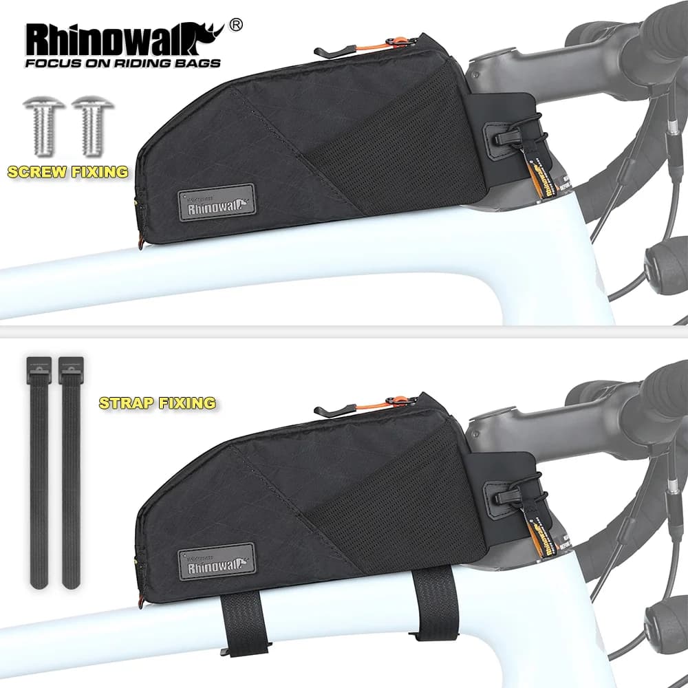Rhinowalk Borsa per tubo superiore per bici Borsa per telaio per bicicletta resistente all'acqua Fissaggio a vite o cinghia Ciclismo Bikepacking adatto per Mtb e bici da strada