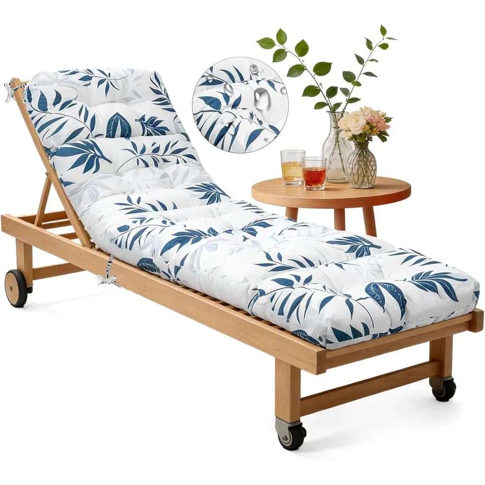 Cuscini per Sdraio da Esterno 74.8 x 22 x 4.7, Cuscini di Ricambio per Chaise Longue con Lacci, Cuscini Spessi per Panchine da Patio e Piscina