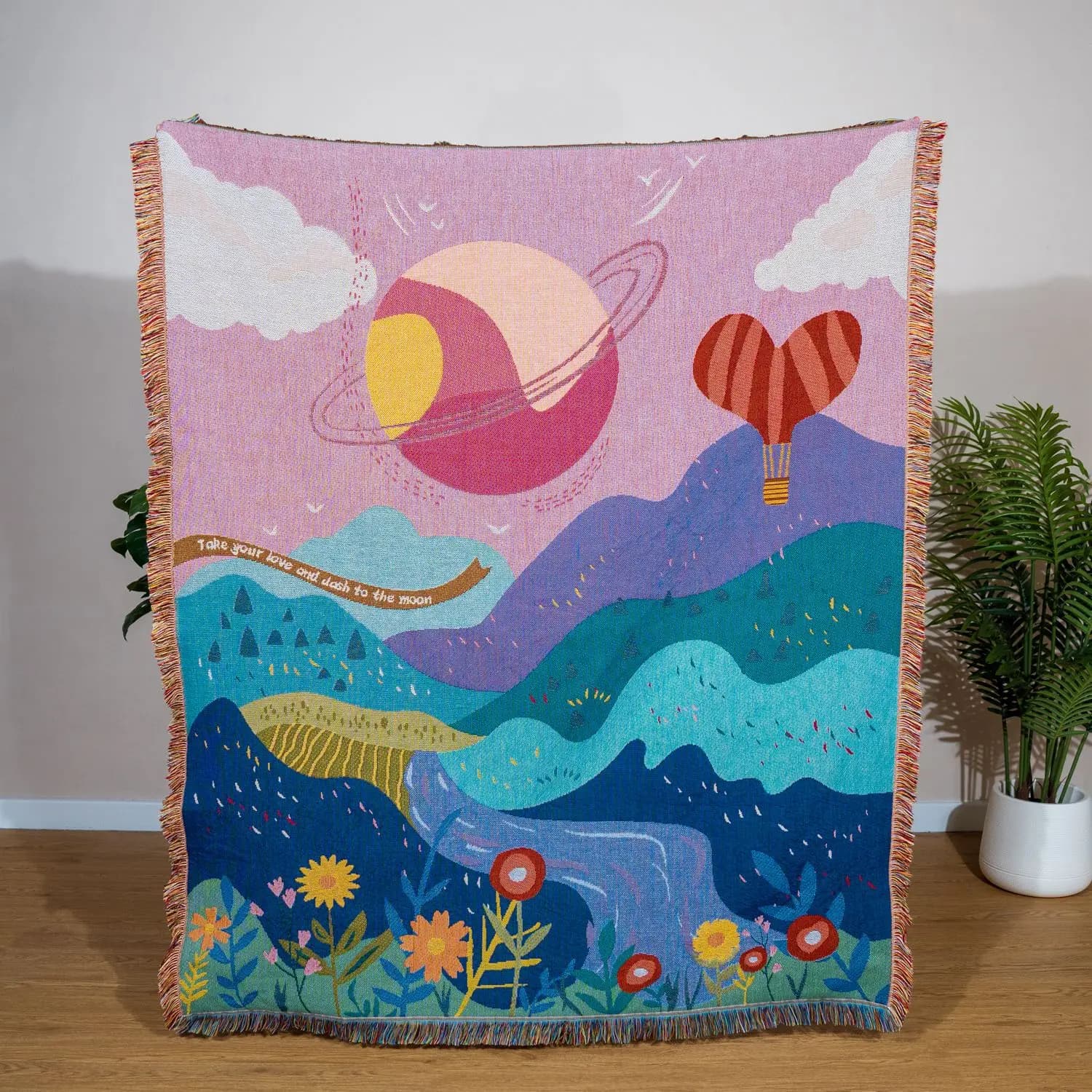 Wire blanket with floral pattern in cartoons Casual blanket for home decoration Rough cover Outdoor camping picnic mat