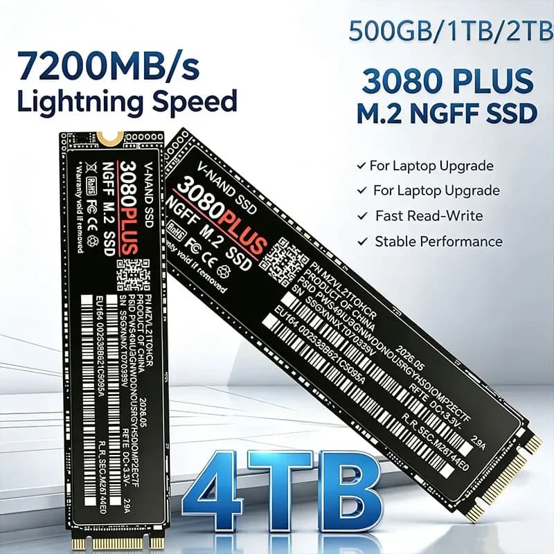 7200MB/S Ultra Fast External SSD 3080 Plus M.2 NGFF Solid State Drive 2TB 4TB High Capacity Storage for Laptop and Desktop