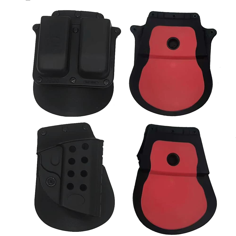 Fondina Tattica per Pistola 1911 Destra con Doppio Porta Caricatore 9mm, Estrazione Rapida, Accessori da Caccia, Nera