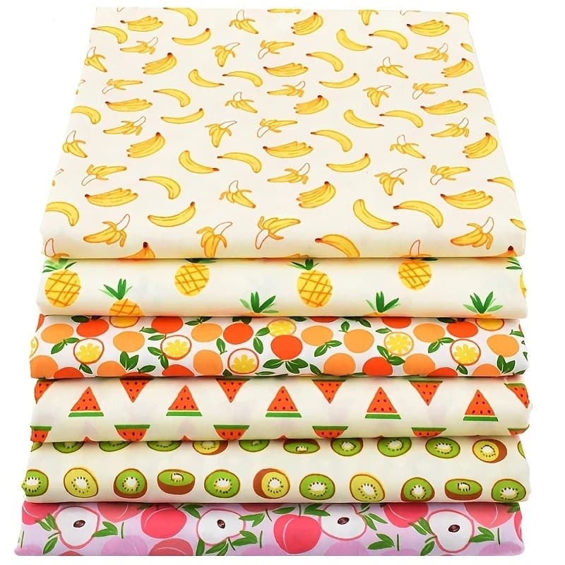 6pcs/set cute fruit patterned fabric cover, perfect for handmade, scrapbook, and sewing projects