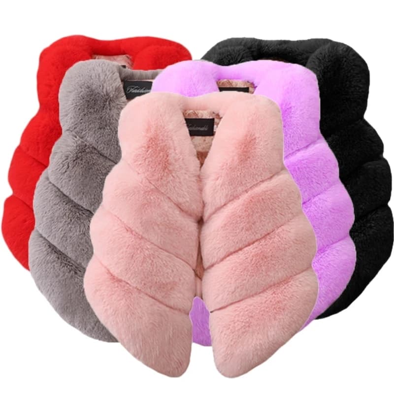 Gilet in pelliccia sintetica per neonate Completi Natale Inverno Gilet per bambini Cappotto caldo per bambini Cappotto senza maniche per neonati Capispalla
