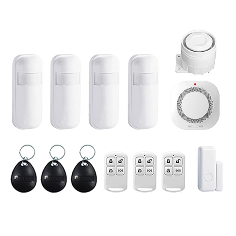 ACJ 433MHZ EV1527 codice pannello di allarme accessori sensore PIR telecomando rilevatore di fumo supporto quantità fai da te per PG103 108 107