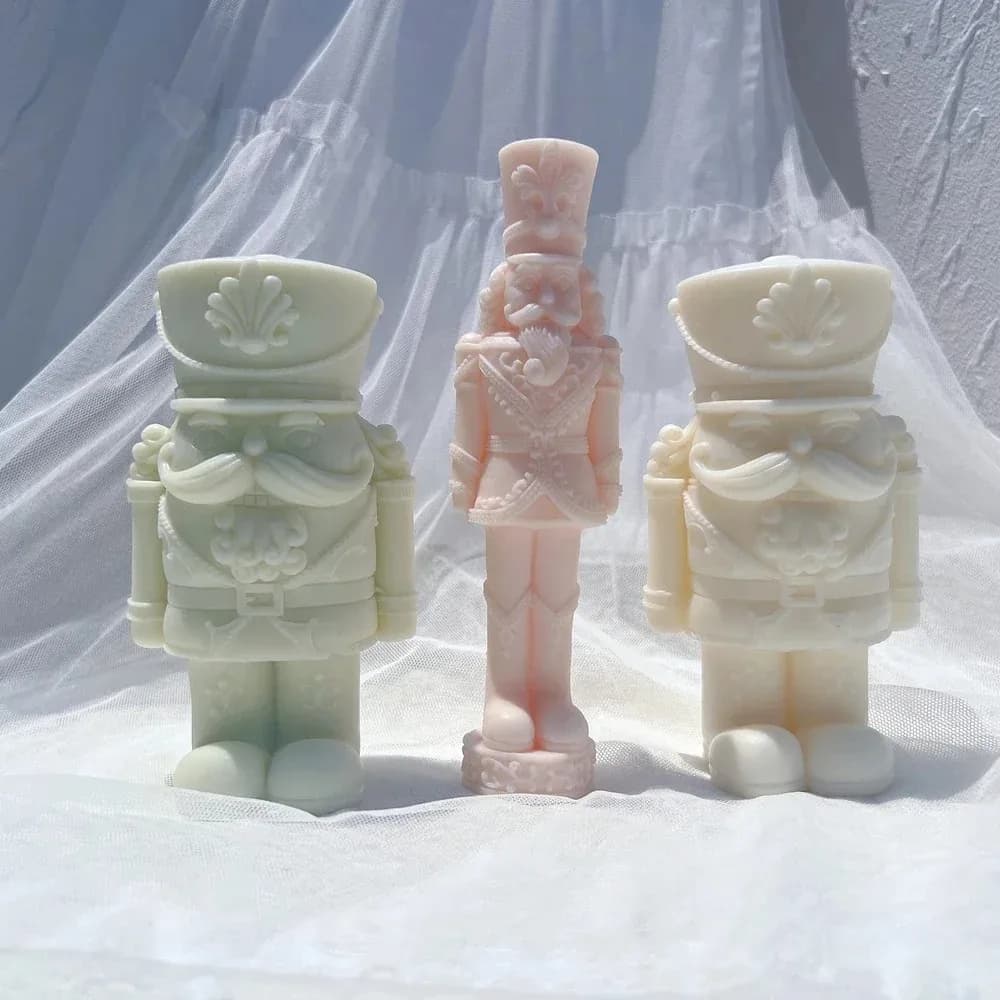 Christmas Nutcracker Silicone Candle Mold Soy Wax Mould for DIY Dinner Decorations Elf Tree Christmas Ornaments