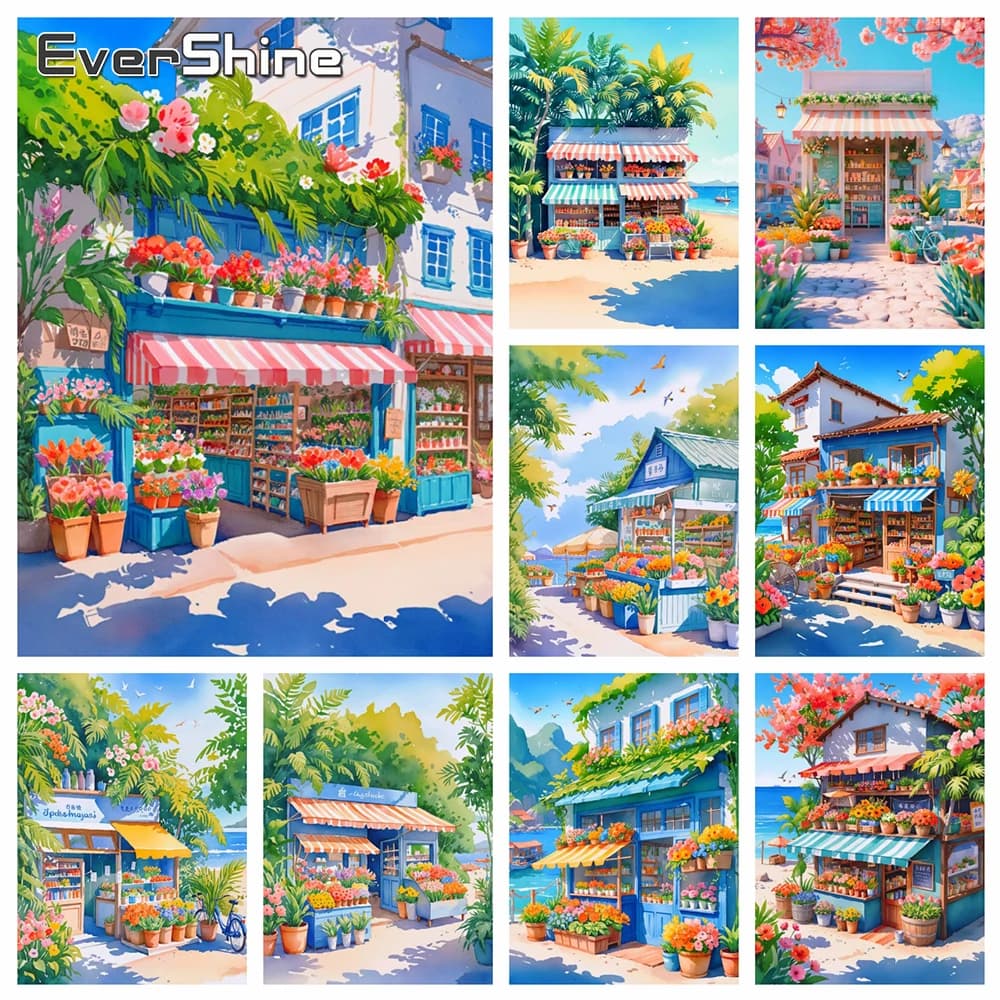 EverShine Kit Ricamo Diamantato 5D Paesaggio Floreale, Pittura Diamantata Completa a Quadri, Mosaico Fai da Te, Punto Croce, Hobby Fatto a Mano