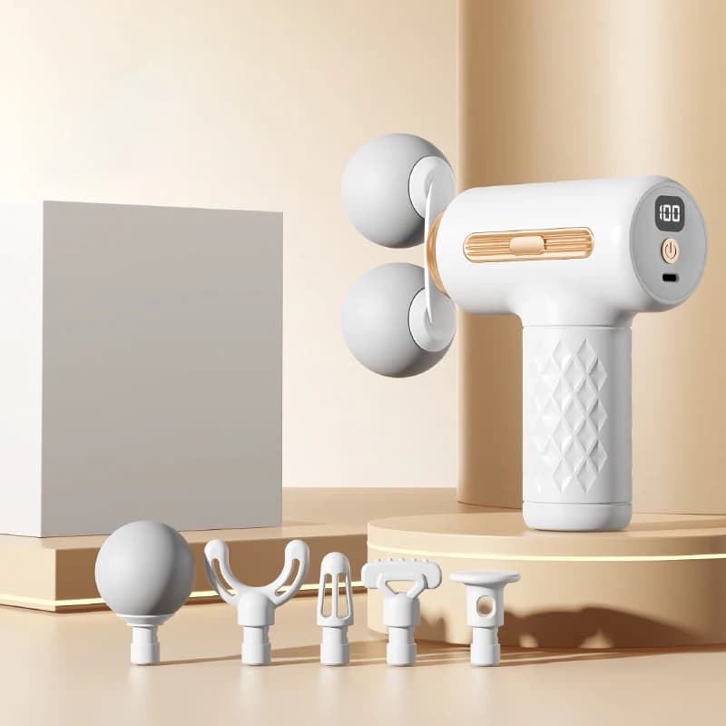 Portable double head massager with 6 massage heads and 5 intensity levels