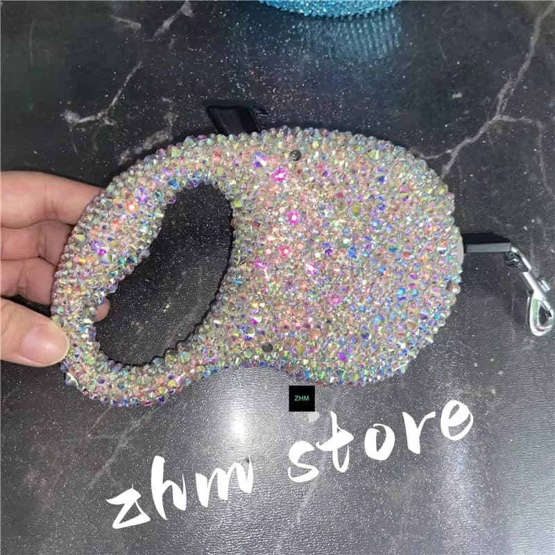 Guinzaglio per cani con strass misti Bling Guinzaglio durevole Retrattile in nylon Estensione di piombo per gatti Cucciolo che cammina Corsa Roulette di piombo per cani
