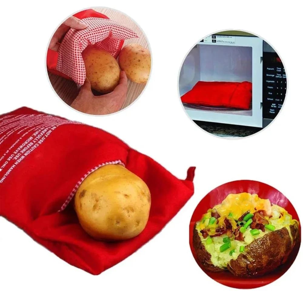 Sacchetto Riutilizzabile per Patate al Microonde Cottura Rapida Perfetta in 4 Minuti Sacchetto Rosso per Arrostire