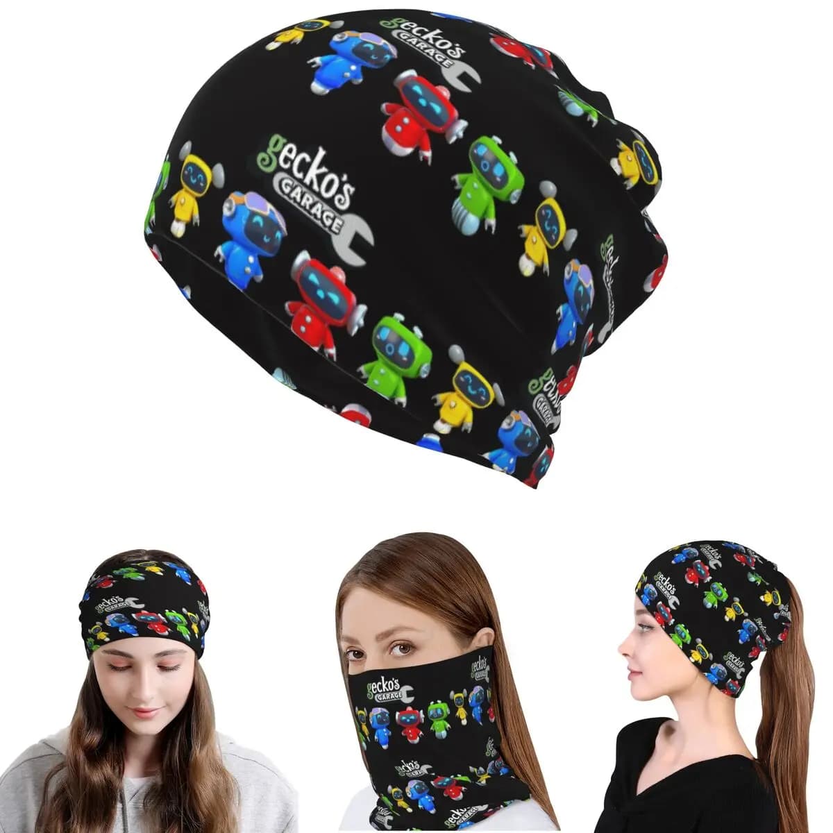 Geckos Garage Bandana Copricollo Sciarpa Multiuso Maschera per il viso Berretto Cappello Unisex Adulto Traspirante