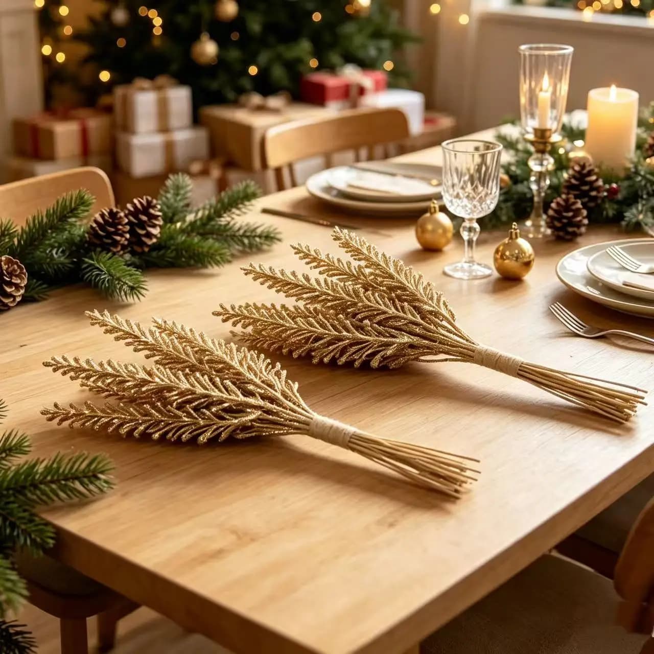 Artificial Plants Christmas Tree Decoration Wedding Wreath Accessories Garden Party Home Dining Table Vase DIY Gifts Centerpiece