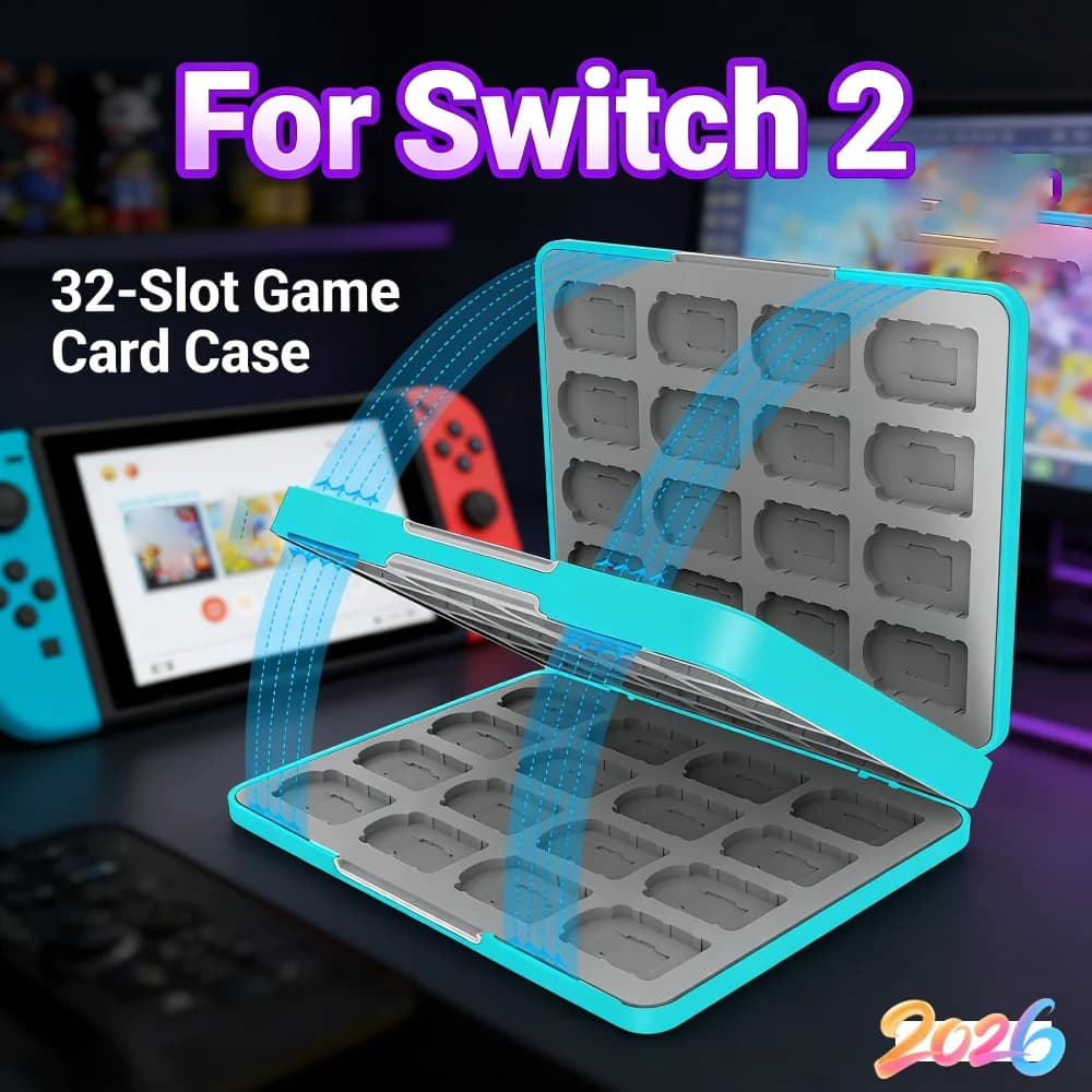 Custodia per Schede di Gioco a 32 Slot, Rigida, Portatile, Organizzatore Protettivo per Nintendo Switch 2 2025/OLED/Lite