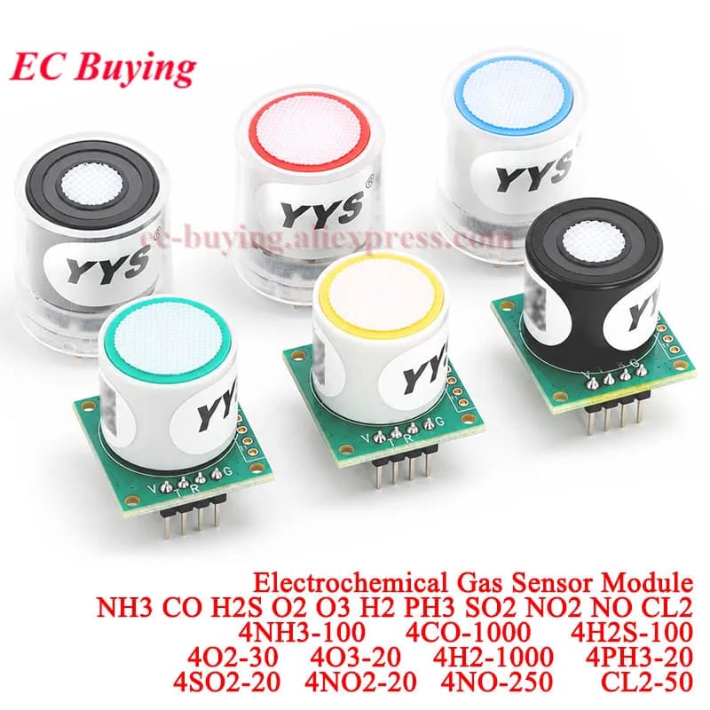 NH3 CO H2S O2 O3 H2 PH3 SO2 NO2 NO CL2 Electrochemical Gas Sensor Module Ammonia Carbon Monoxide Oxygen Ozone Detection 0–100ppm