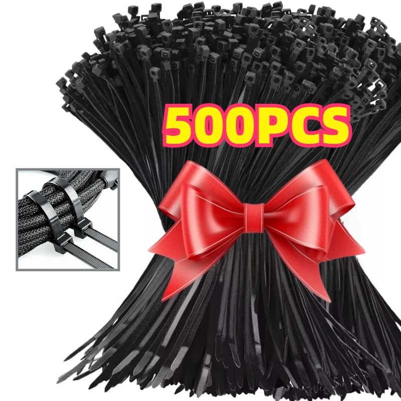 Fascette stringicavo in nylon autobloccanti nere - Set di fascette stringicavo in plastica - Anelli di fissaggio - Fascette a zip - Cinghie stringicavo