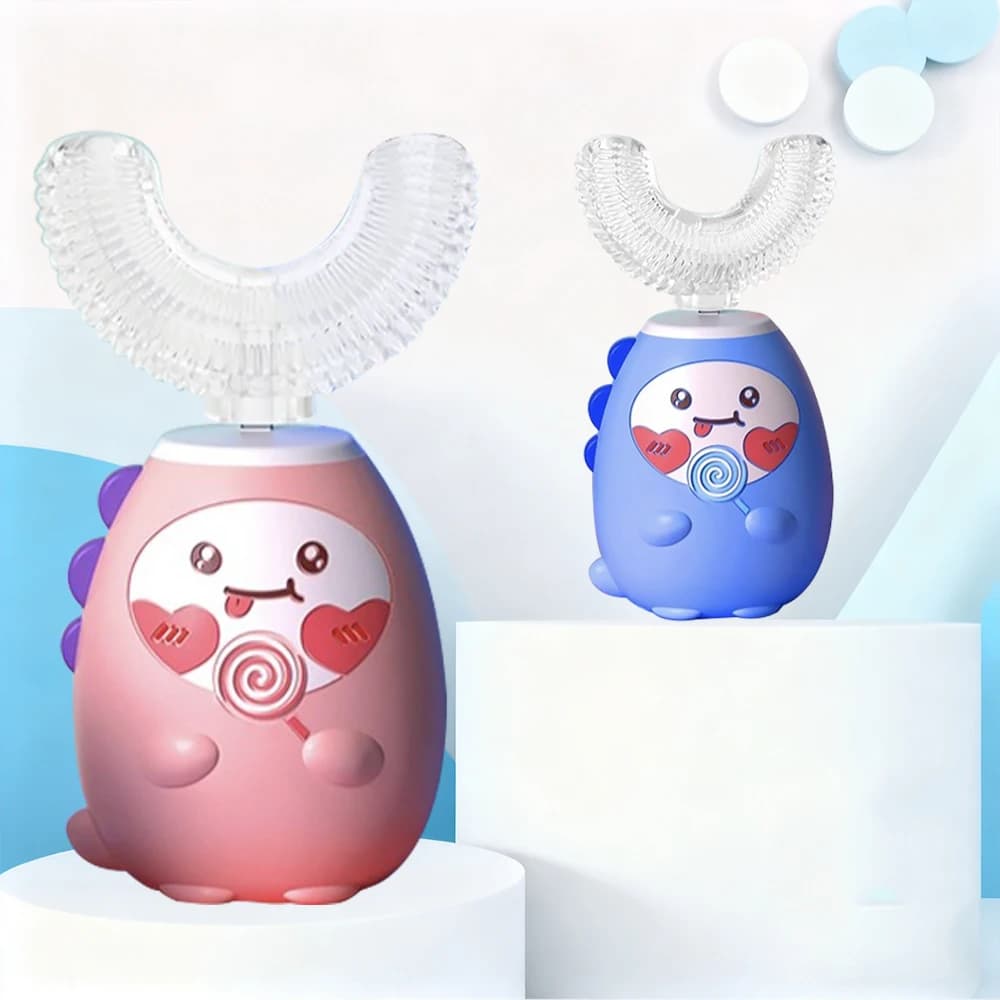 U Shaped Children's Electric Toothbrush Children's Auto Silicone Sonic Toothbrush for Kids 360 degree Intelligent U-shaped Toothbrush
