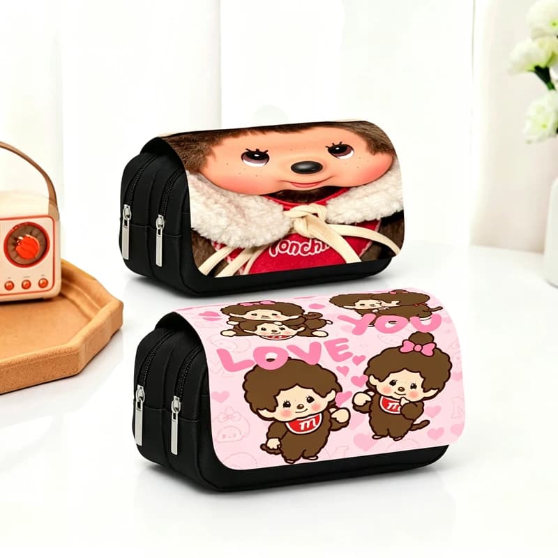 MONCHHICHI Pencil Box boy girls Pen Bag Student School Supplies Stationery Penbag Pencil Case Kawaii Student Birthday Gift 2026