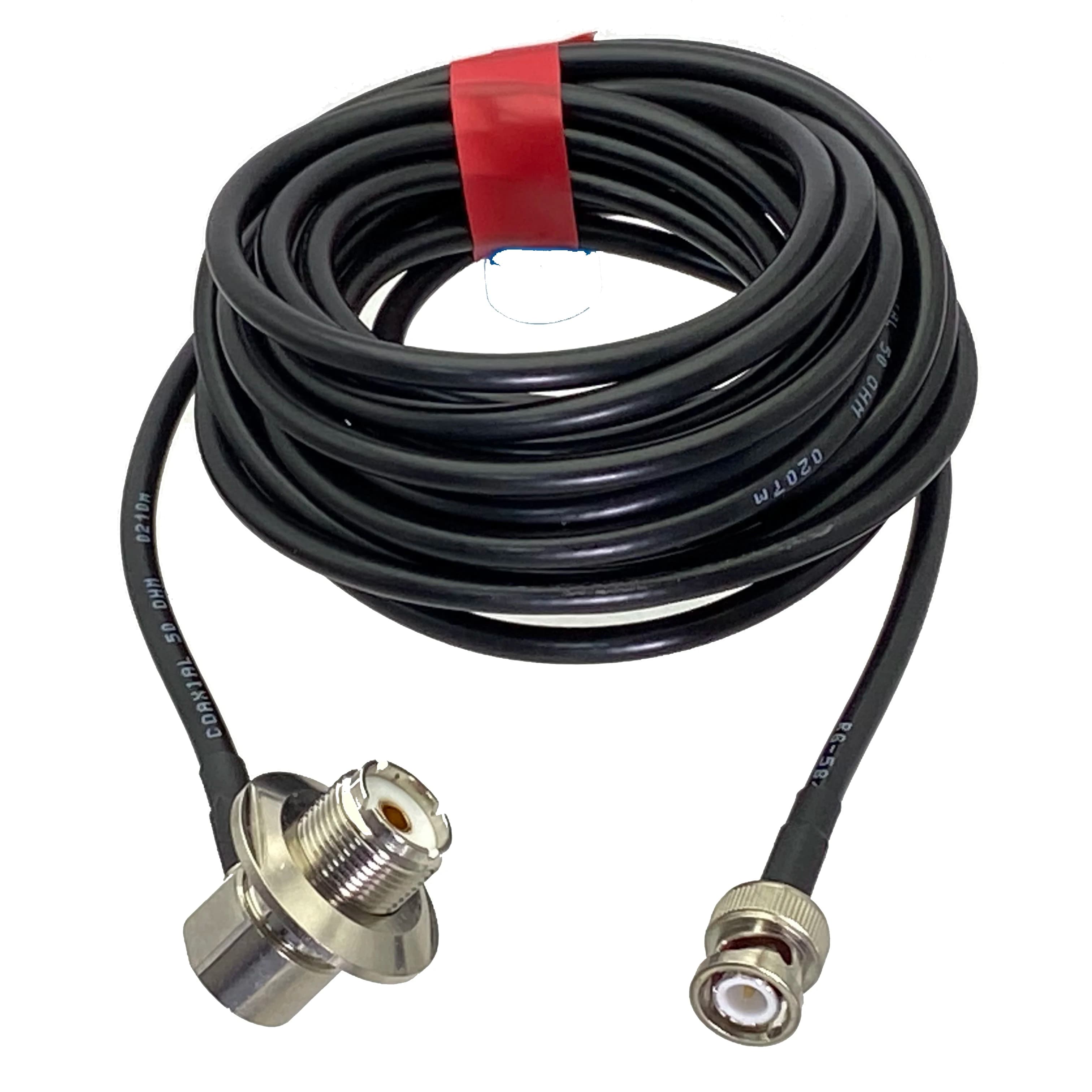 Cavo RG58 Spina maschio BNC a UHF SO239 Femmina Jack Dado Paratia Connettore ad angolo retto 50ohm RF Jumper Cavo a spirale 6 pollici ~ 10M