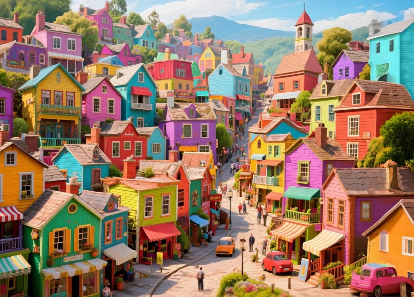Adult Jigsaw Puzzle Colorful Town 1000/500/300/120 Pieces Landscape Puzzle Birthday Gift Game Room Club Decor Entertainment Toy