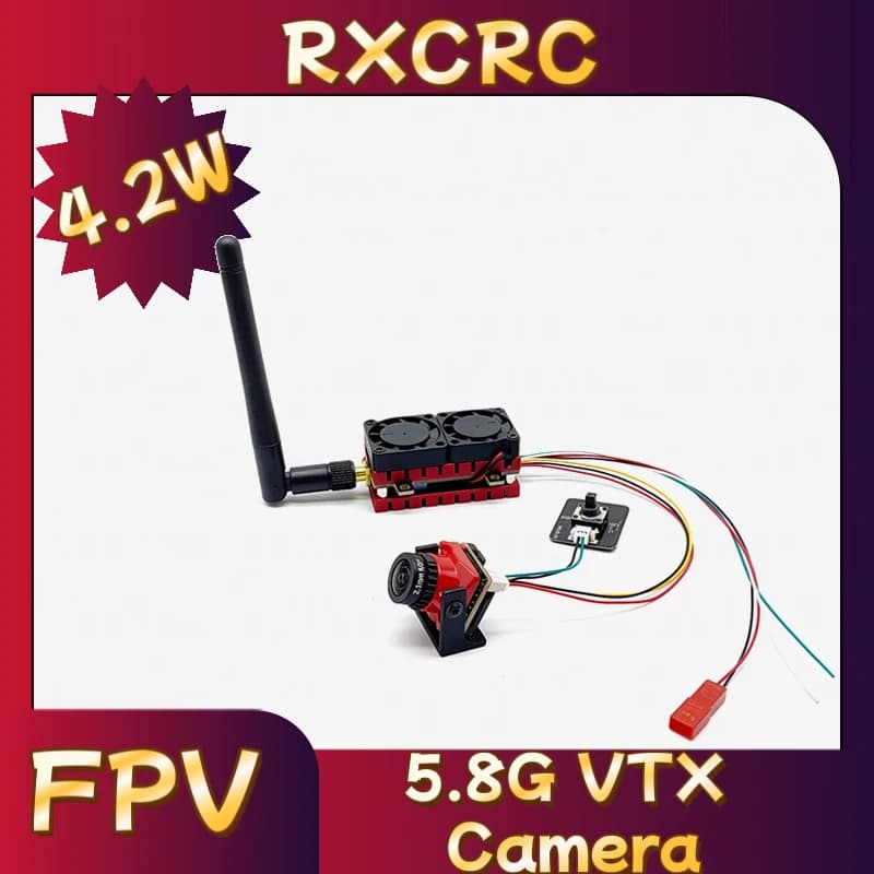 RXCRC 5.8G 48CH 4.2W High Power Analog VTX Transmitter Viedo CMOS 1200TVL 2.1mm camera for long-range RC FPV fixed-wing drones