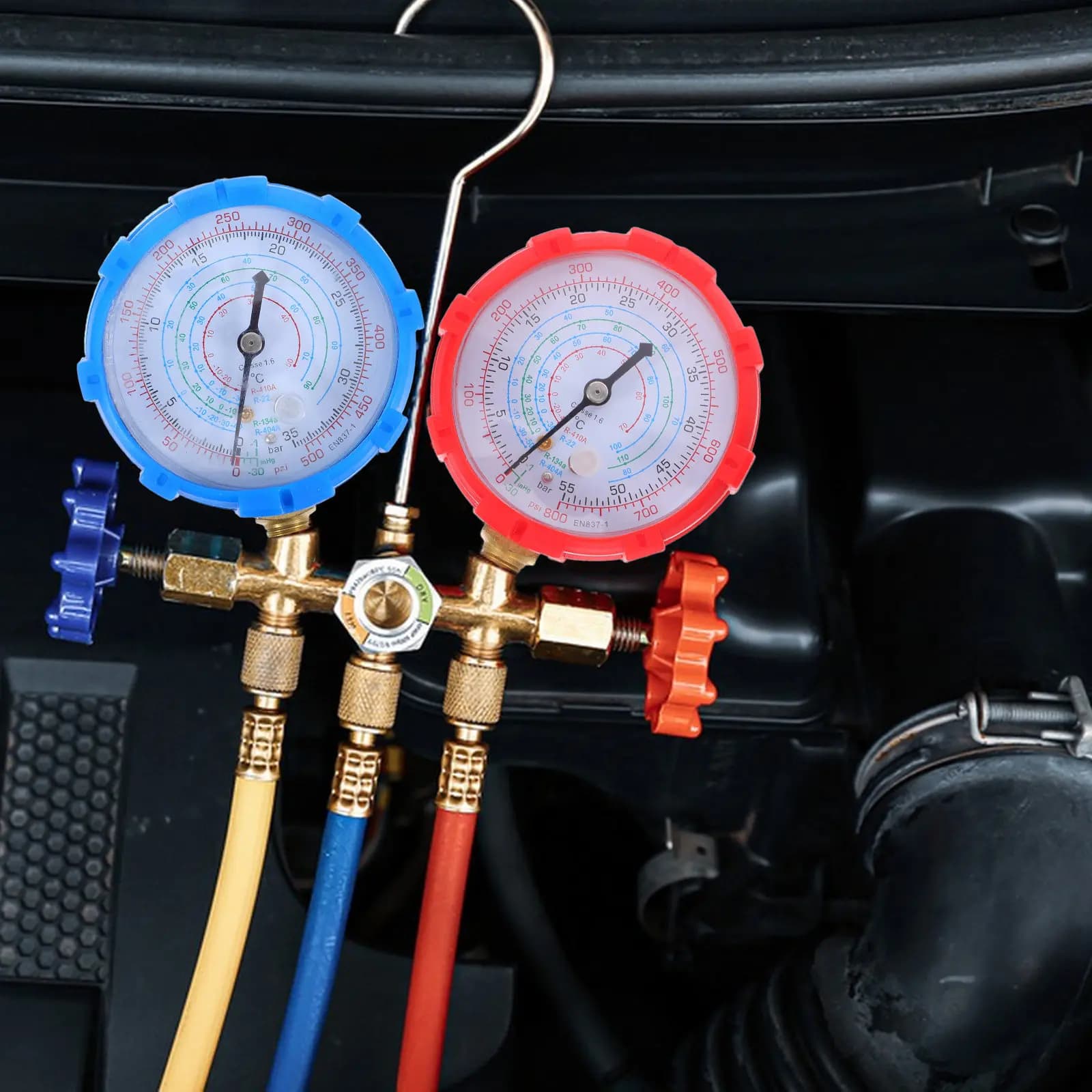 Car Air Conditioner Manifold Gauge Set Precision Dual Range Hvac Pressure Measurement Tool for R134a R410a Refrigerant Systems