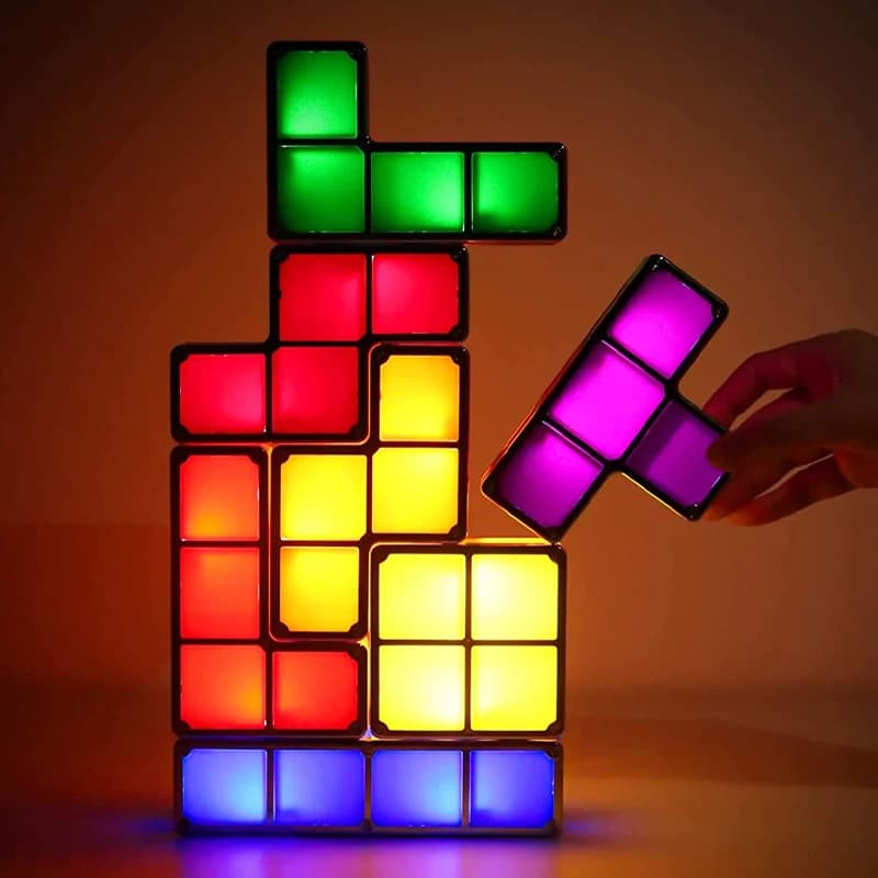 Luce notturna per bambini impilabile a LED con 7 colori Puzzle 3d Luce notturna Induzione ad incastro Luce da scrivania Fai da te per la camera da letto Us/Eu