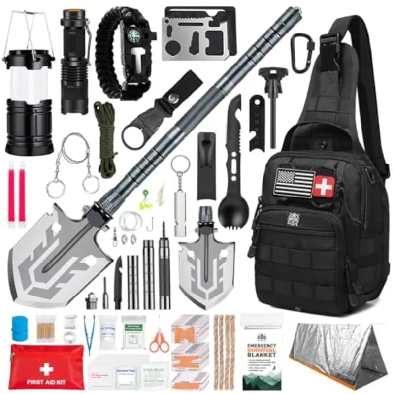Survival Kit 265 Pcs Emergency Gear and Supplies First Aid Bug Out Go Bag EDC Molle System Backpack Hiking Camping Outdoor Acce