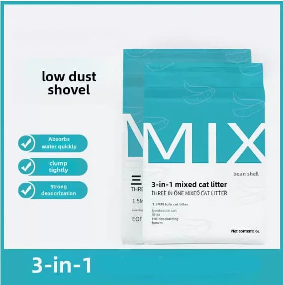 Deodorizzazione della lettiera per gatti mista 3 in 1 e bassa polvere possono sciacquare il WC Particelle fini da 1,5 mm Non facili da attaccare al fondo