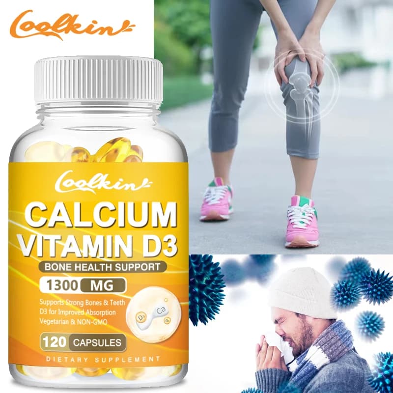 Calcium + Vitamin D3 - Supplement for Bone Health, Promotes Digestion and Absorption, Improves Immunite Function, Not GMO