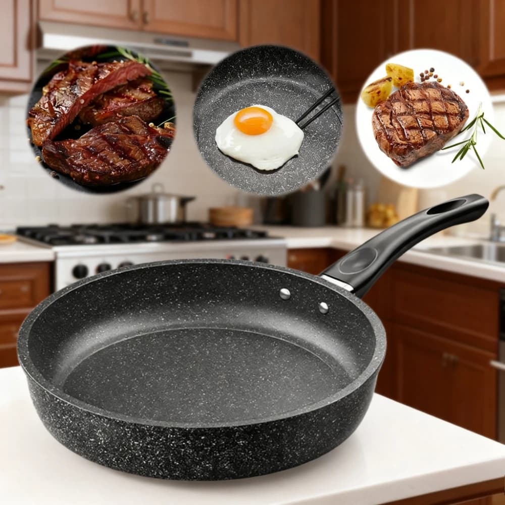 Padella multiuso Padella per bistecche a fondo piatto Padella per frittata a olio leggero PFOA Strumenti da cucina per riscaldamento rapido gratuito