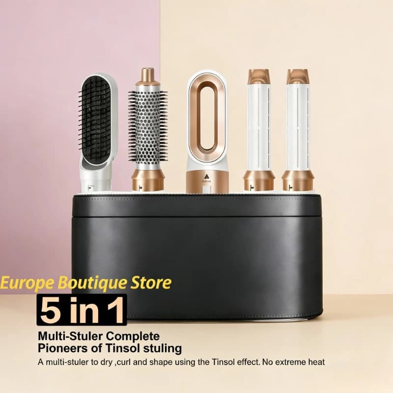 Professional Air Brush 5 in 1, Hairdryer, Iron Hair Clips, Hair Plate Compatible with Dyson Airwrap