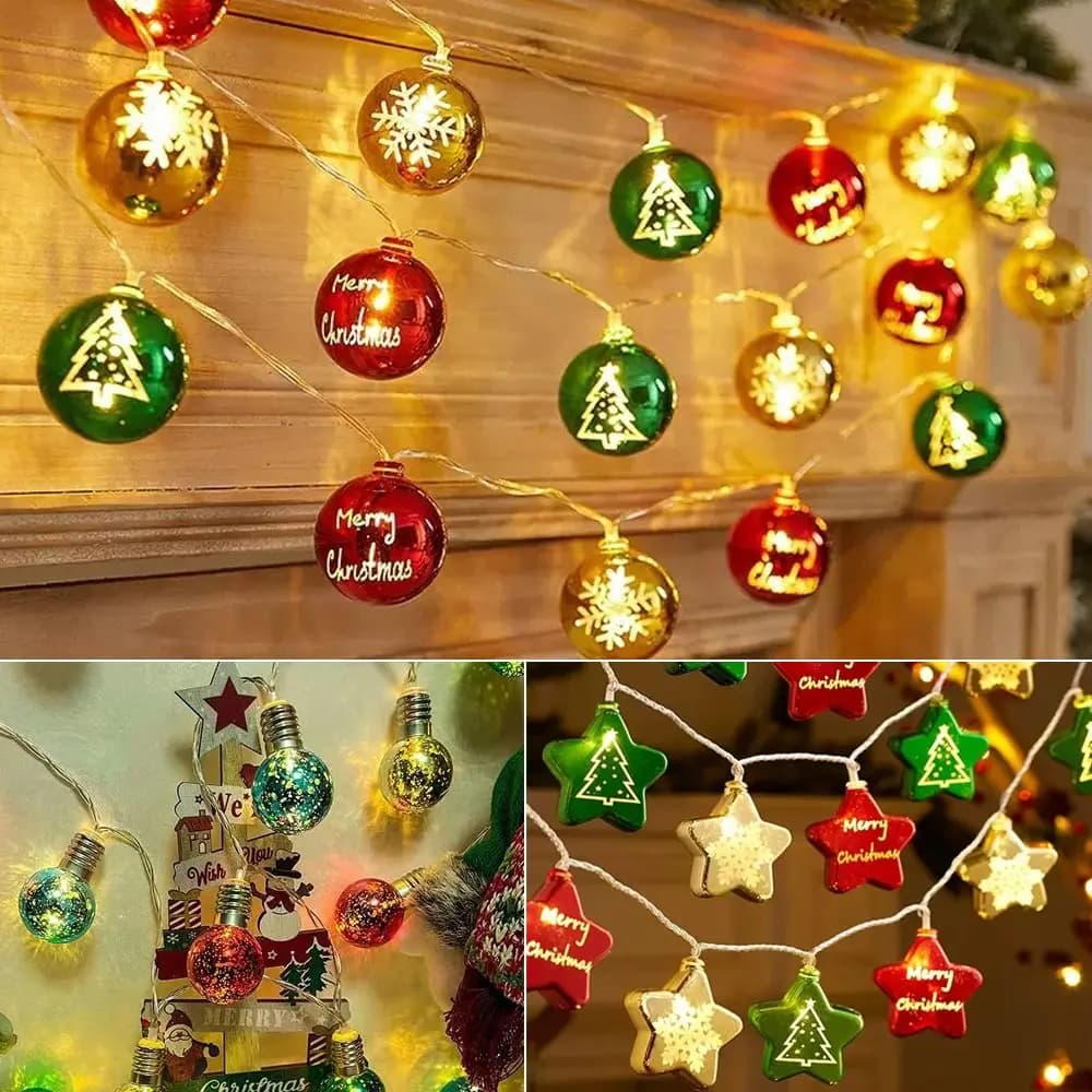10 LED 1.5M Stella di Natale Luce Stringa Albero Ciondolo Stella/Sfera/Lampadina Forma Lucine Decor Luci Di Natale Festa Di Natale