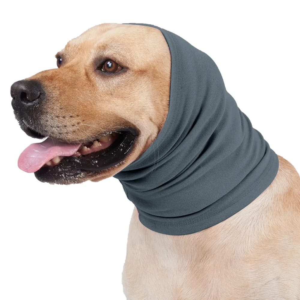 Forniture per animali domestici Paraorecchie calmanti per cani elastici Caldo morbido Copri orecchie per animali domestici Paraorecchie per toelettatura per cani traspirante a prova di rumore Autunno Inverno
