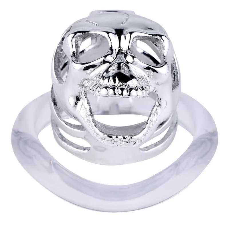 Gabbia di castità traspirante Skull Hollow in metallo con 3 anelli, dispositivo di contenimento, gabbia per pene, giocattoli sessuali, anello di blocco per il pene, gabbia a forma di uccello