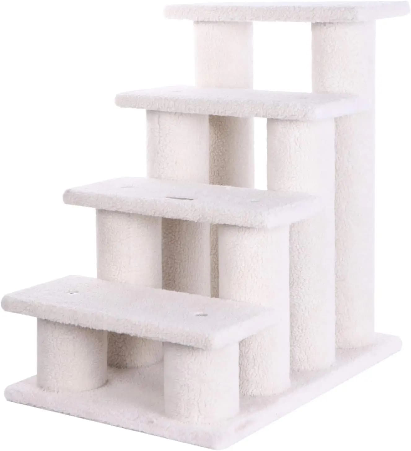 Scaletta per Animali Domestici, 4 Gradini, B4001, Avorio, 43 cm (L) x 64 cm (P) x 64 cm (A), Piattaforma Profonda 18 cm