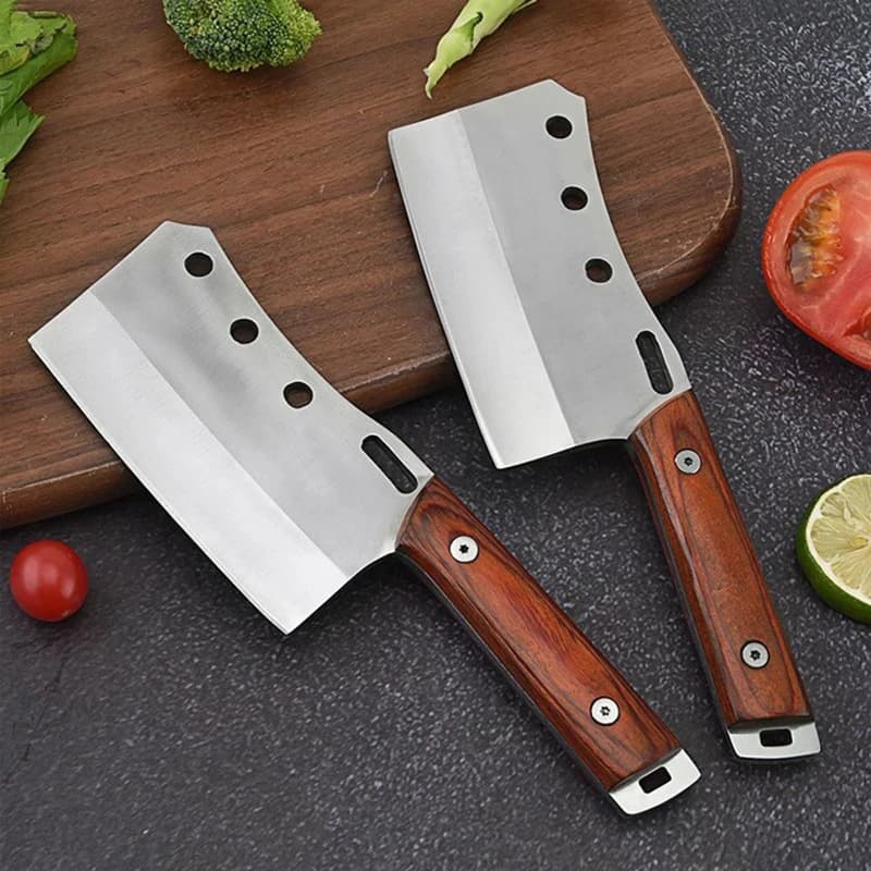 Kitchen small kitchen knife portable outdoor chopping meat fish knife sharp ladies special knife wooden handle Cleaver Knife