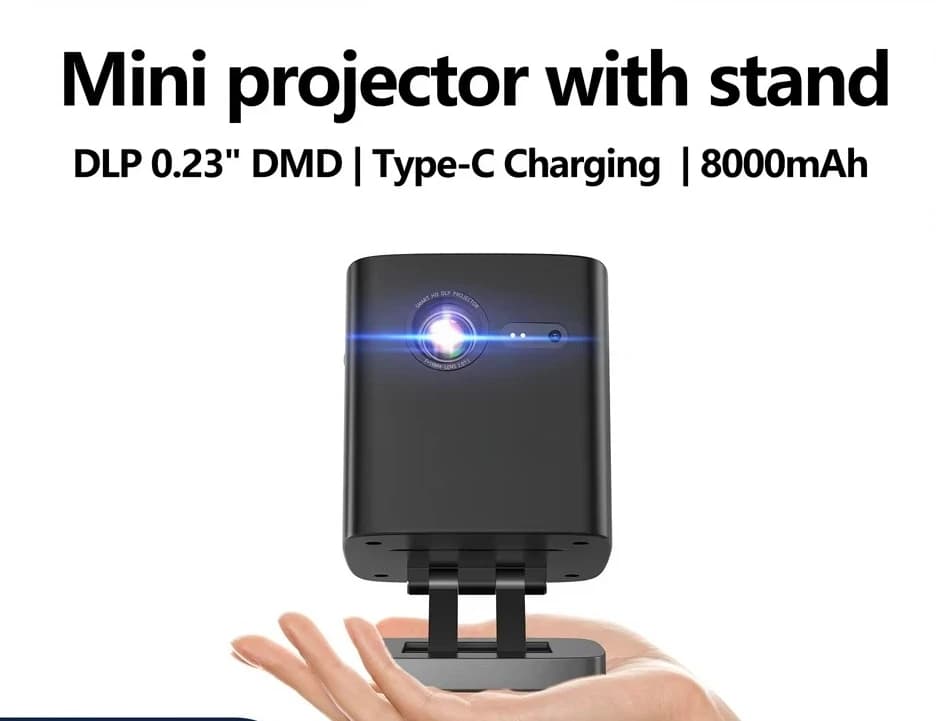 Mini Proiettore DLP Smart Android WiFi, Compatibile 720P 4K 3D, Videoproiettore per Film e Giochi Domestici