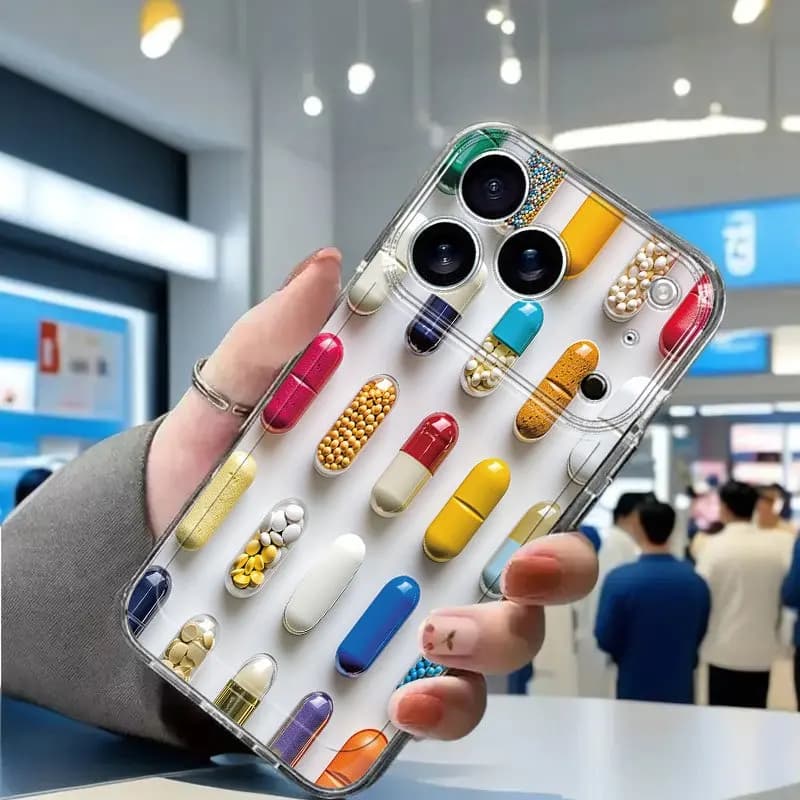 Various drug capsules Phone Case For iPhone 17e 17 16e 16 15 14 13 12 11 Mini Air Pro Max X XR 7Plus Transparent Soft Back Cover