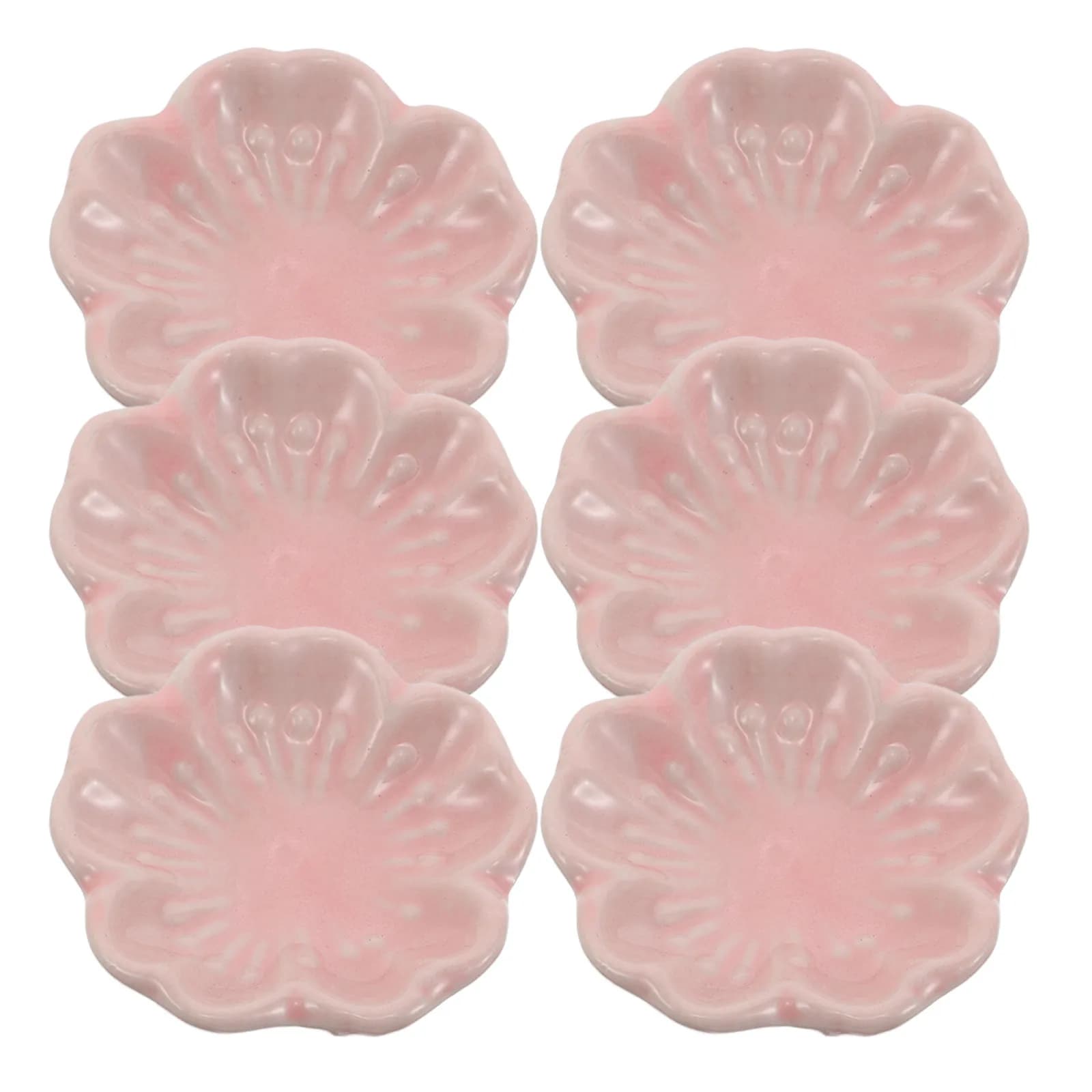 Set di 6 Porta Incenso in Ceramica, Vassoio Mini in Porcellana a Forma di Fiore di Ciliegio Rosa, Bruciatore d'Incenso in Stile Giapponese per Meditazione