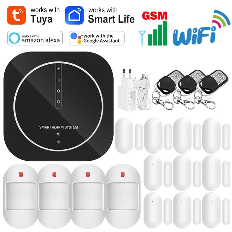 Tuya WiFi GSM Sistema di Allarme Domestico 433 MHz Rilevatore Wireless Famiglia Antifurto Host di Sicurezza Vita Intelligente APP di Controllo Supporto Alexa