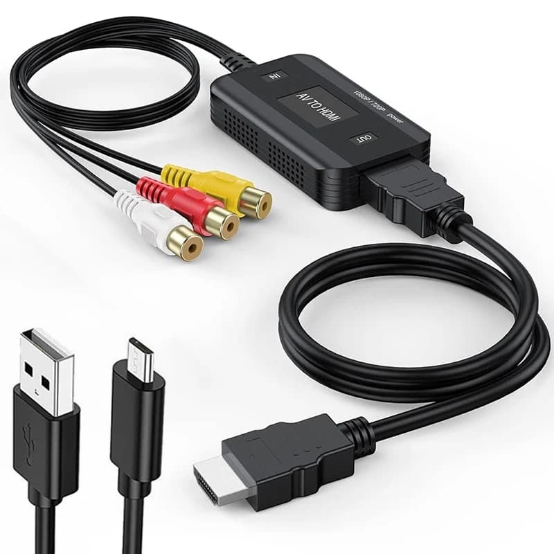 Cavo Adattatore Video RCA 1080P, Convertitore da RCA a HDMI, Cavo di Collegamento HD, Cavo Audio, Convertitore HDMI, Adattatore da AV a HDMI