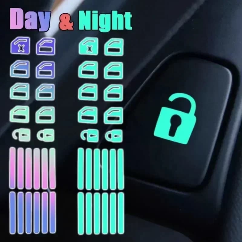 NEW Glow-in-the-Dark Car Button Stickers - Fluorescent Green/Blue/Orange Decals for Interior Controls (Universal Fit)