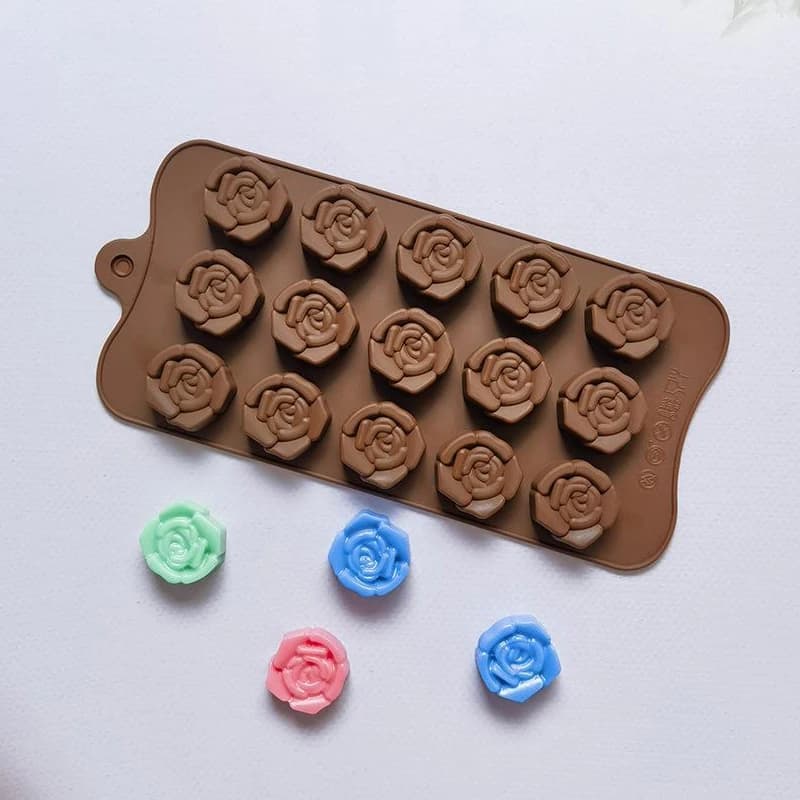Stampo per cioccolato con fiore di rosa Stampo in silicone fatto a mano Stampo per ghiaccio per budino Strumento di cottura