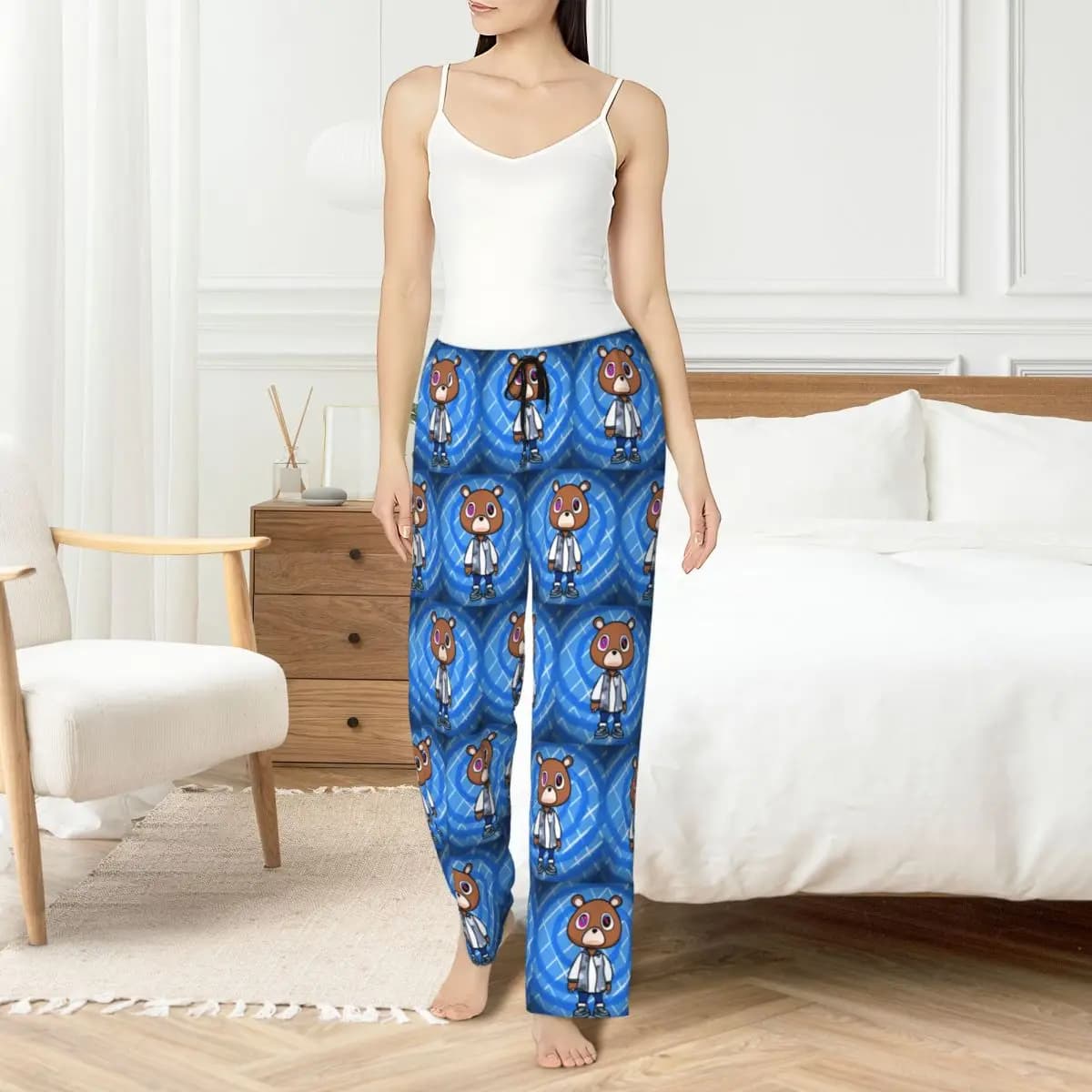 Custom Kanye West pyjamas pants for women Cool Rapper Lounge Sleep Elastic night pants with pockets