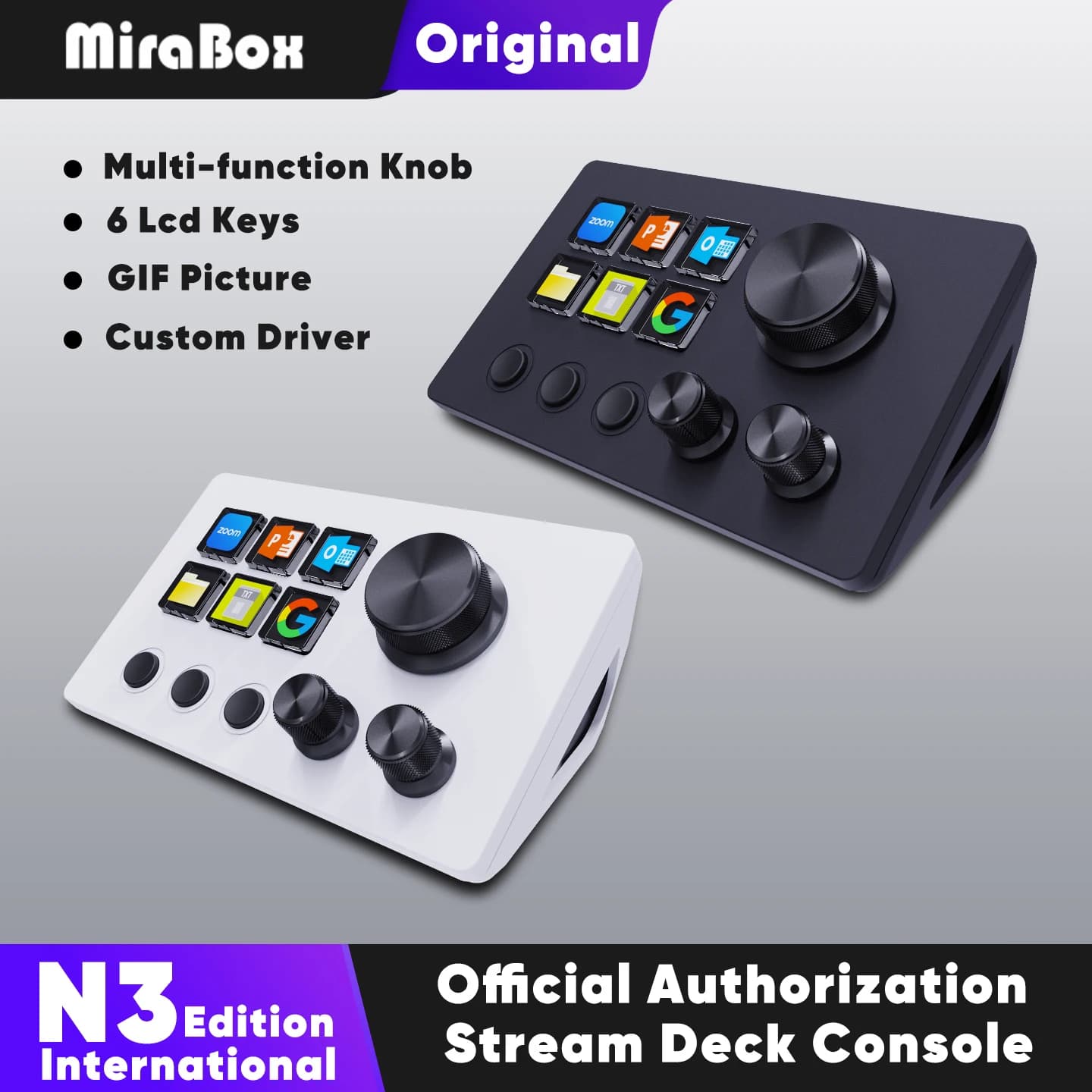 Mirabox N3 Stream Deck Console Creativa, Dock Controller Streamdeck, Macropad, Tastiera Macro Stream Desk, Console Desktop Visiva